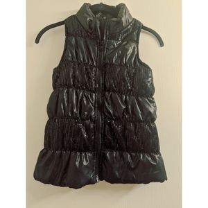 Faded Glory Girls Puffer Vest Black with Sequin Zi